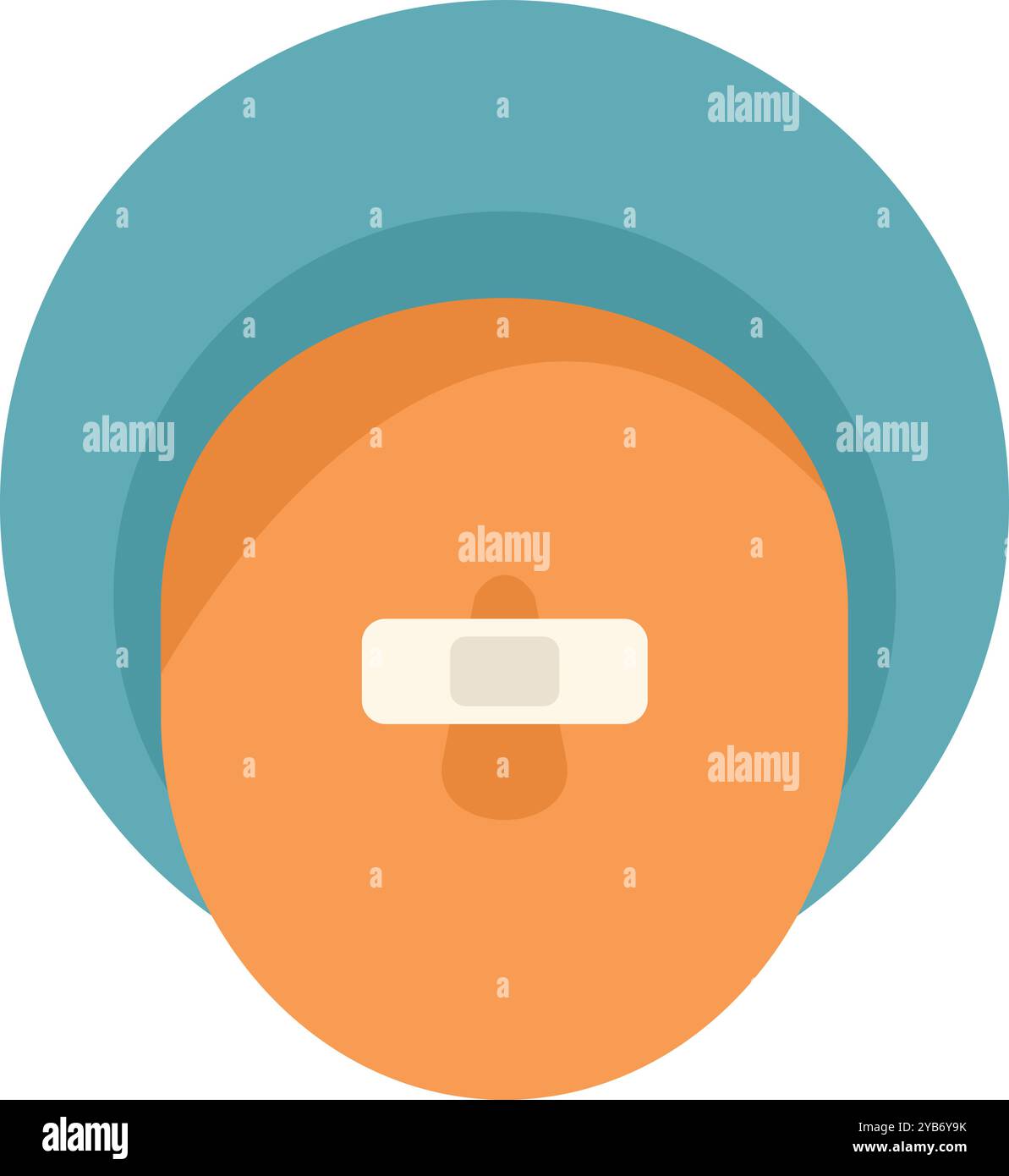Vista dall'alto di un paziente che si sta riprendendo dopo un intervento chirurgico con una benda sulla testa Illustrazione Vettoriale