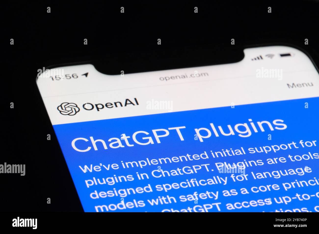 Chiudi l'accesso ai plugin ChatGPT sul sito Web OpenAI. Foto Stock