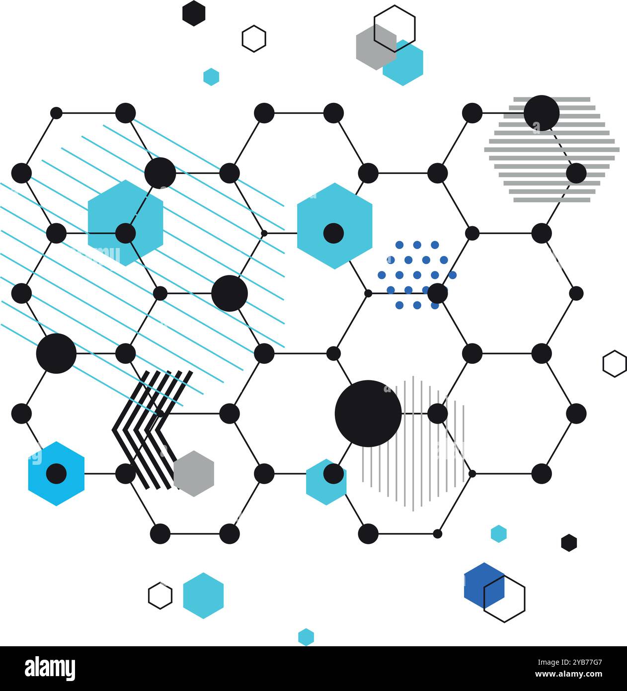 Forma geometrica astratta con griglia esagonale. Mesh tecnica Illustrazione Vettoriale