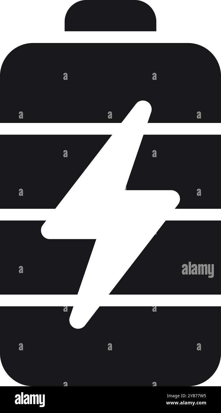 Icona nera di carica della batteria. Simbolo dell'interfaccia mobile Illustrazione Vettoriale