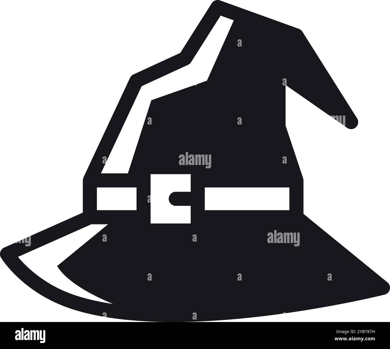 Vecchia icona nera del cappello mago. Simbolo magico Illustrazione Vettoriale