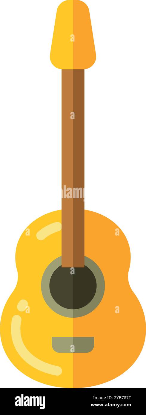 Icona chitarra piatta. Simbolo dello strumento musicale acustico Illustrazione Vettoriale