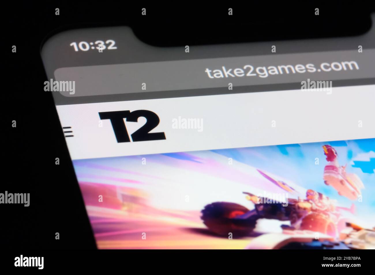 Logo del marchio del software interattivo Take-Two sul sito Web ufficiale. Azienda americana di videogiochi Foto Stock