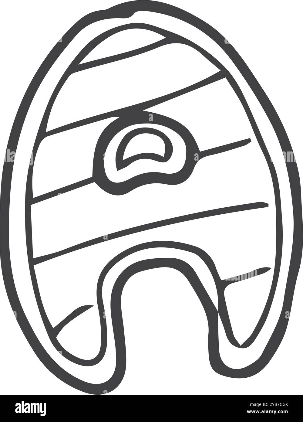 Bistecca di pesce doodle. Simbolo dei frutti di mare disegnati a mano Illustrazione Vettoriale