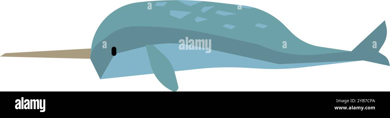 Icona del colore Narwhal. Corno marino selvatico Illustrazione Vettoriale