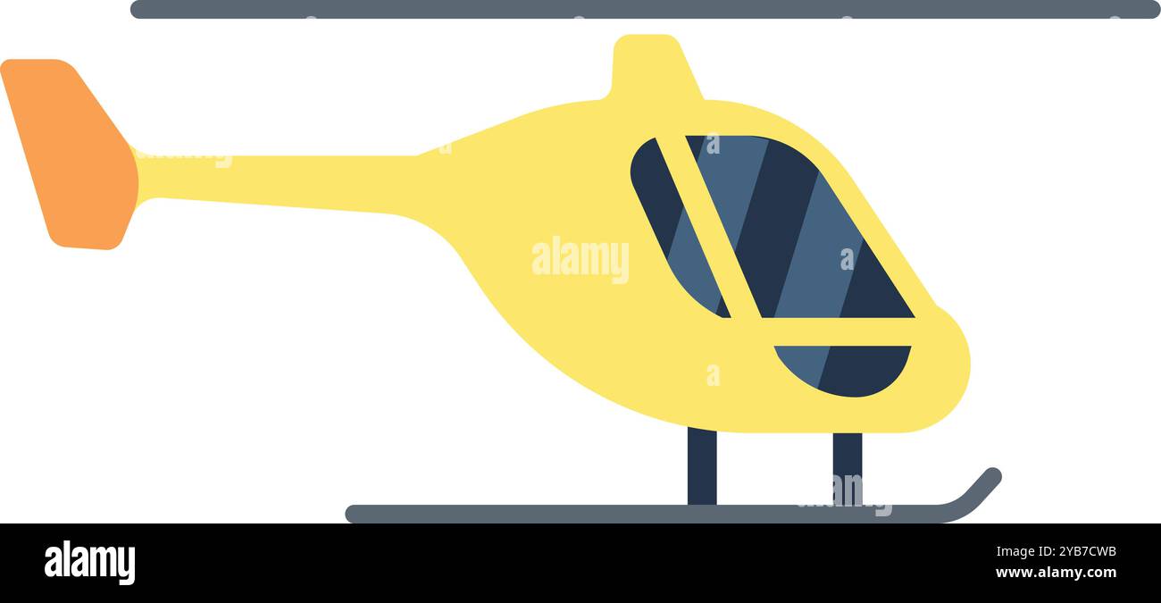 Vista laterale dell'elicottero giallo. Icona Rotor Aircraft Illustrazione Vettoriale