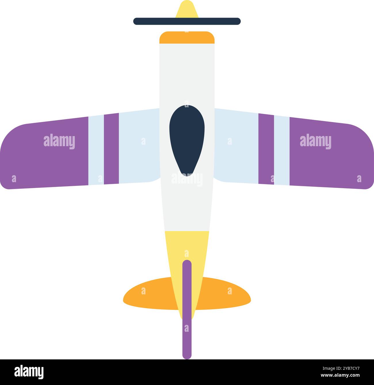 Vista dall'alto dell'aereo volante. Aereo biplano retrò Illustrazione Vettoriale