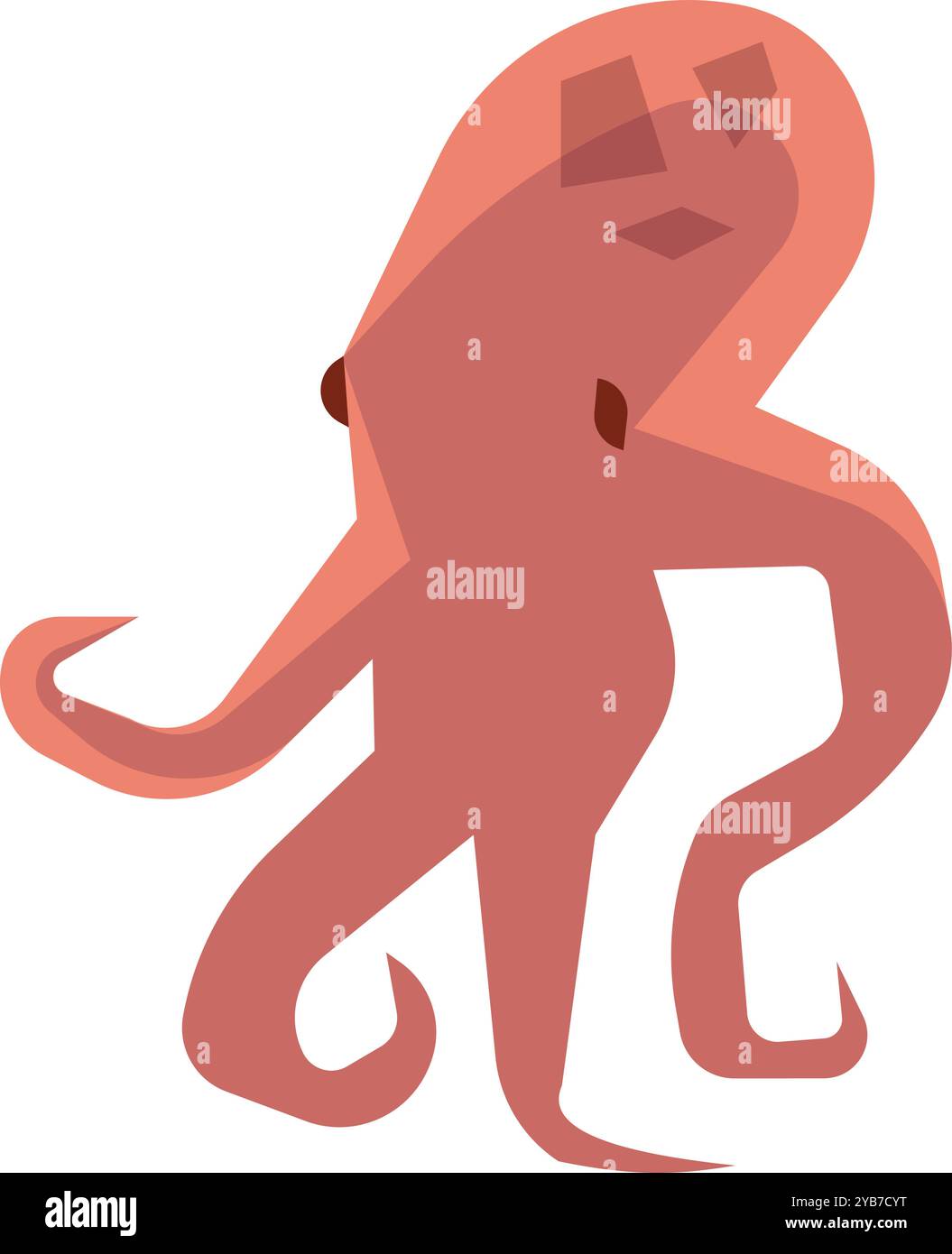 Icona di polpo piatto. Animale oceanico. Fauna selvatica Illustrazione Vettoriale
