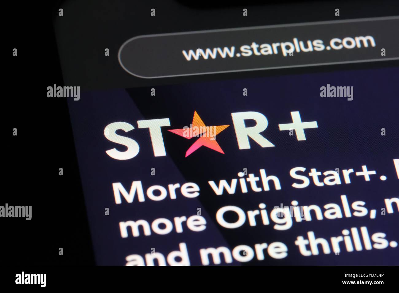 Logo del marchio del servizio di streaming Star+ sul sito Web ufficiale. Foto Stock