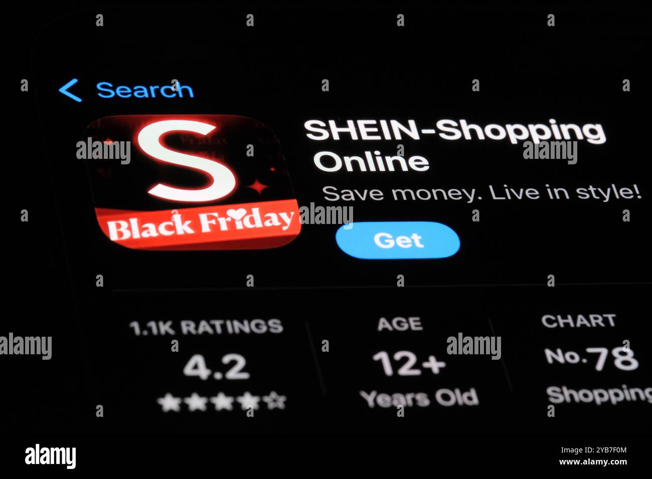 Icona dell'app Shein. Società cinese di vendita online di fast fashion Foto Stock