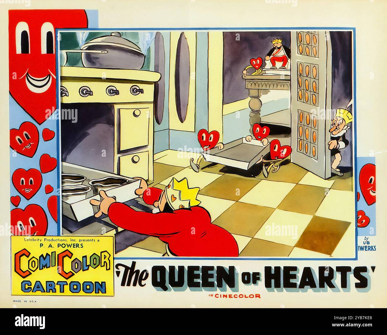 The Queen of Hearts (P.A. Powers ComiColor Cartoon, Celebrity Productions, 1934). Scheda lobby. Illustrazione di UB Iwerks Foto Stock