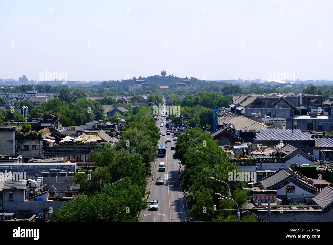 Beijing Central Axis Road. Skyline aereo della città di Pechino Foto Stock