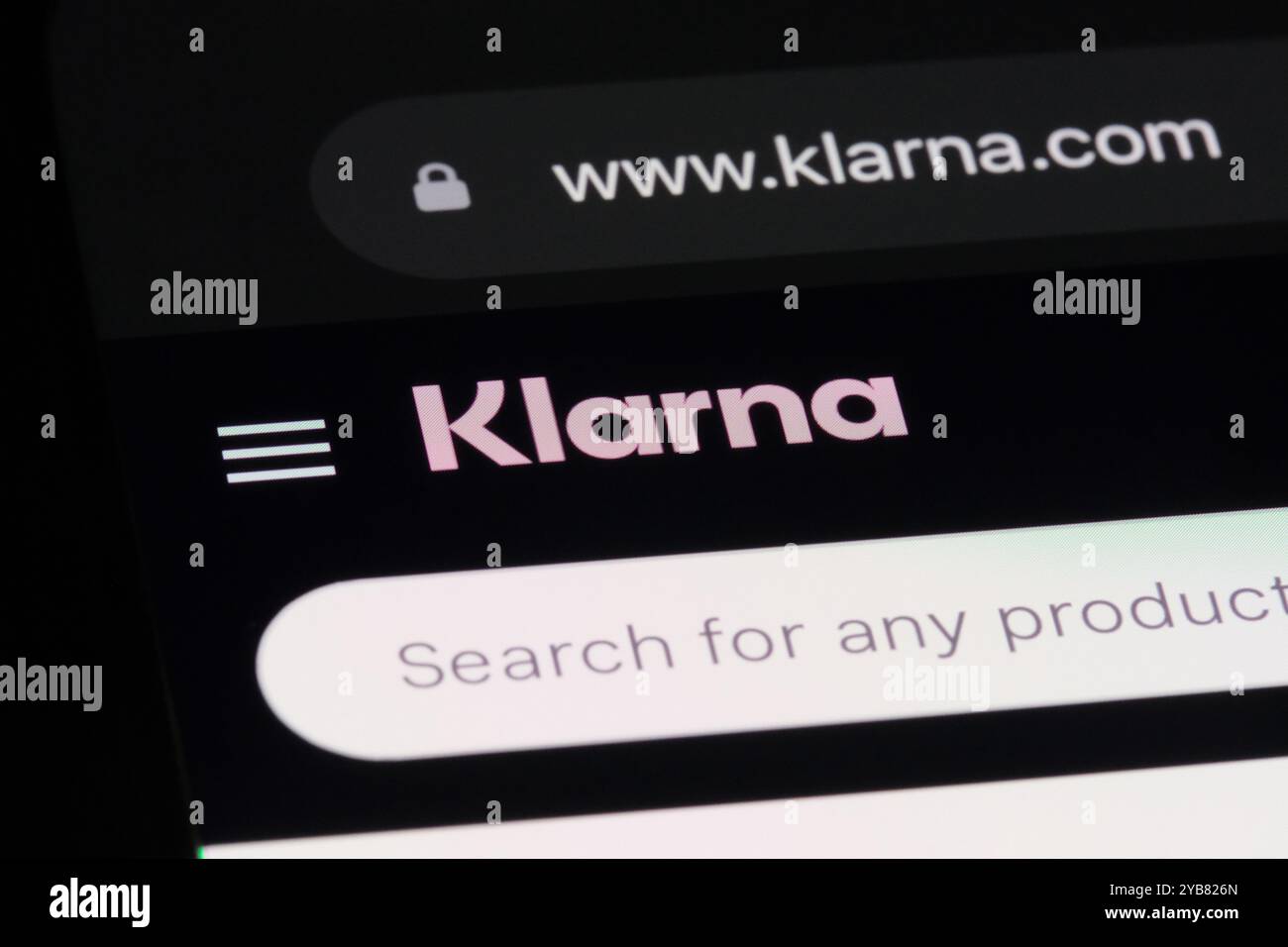 Shanghai, Cina - 4 settembre 2024: Logo del marchio della società Klarna sul sito web Foto Stock