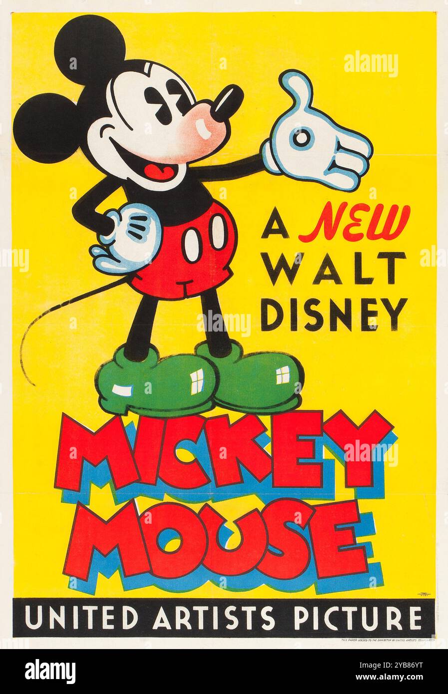 A New Walt Disney's Mickey mouse United Artists Picture - Stock poster (United Artists, 1932). Foto Stock