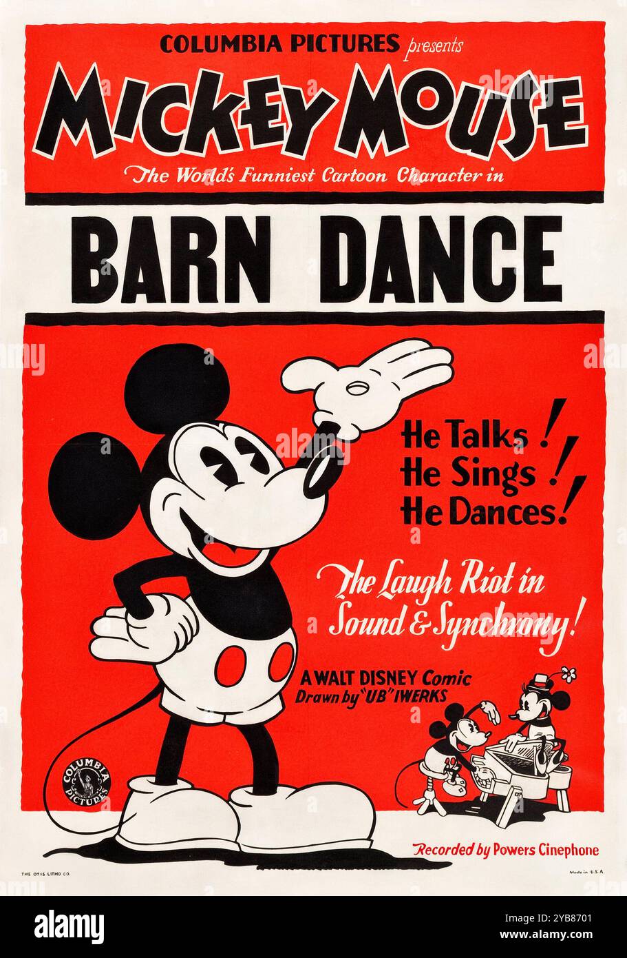 Topolino in The Barn Dance, Un fumetto Walt Disney disegnato da UB Iwerks (Columbia, 1929). Foto Stock