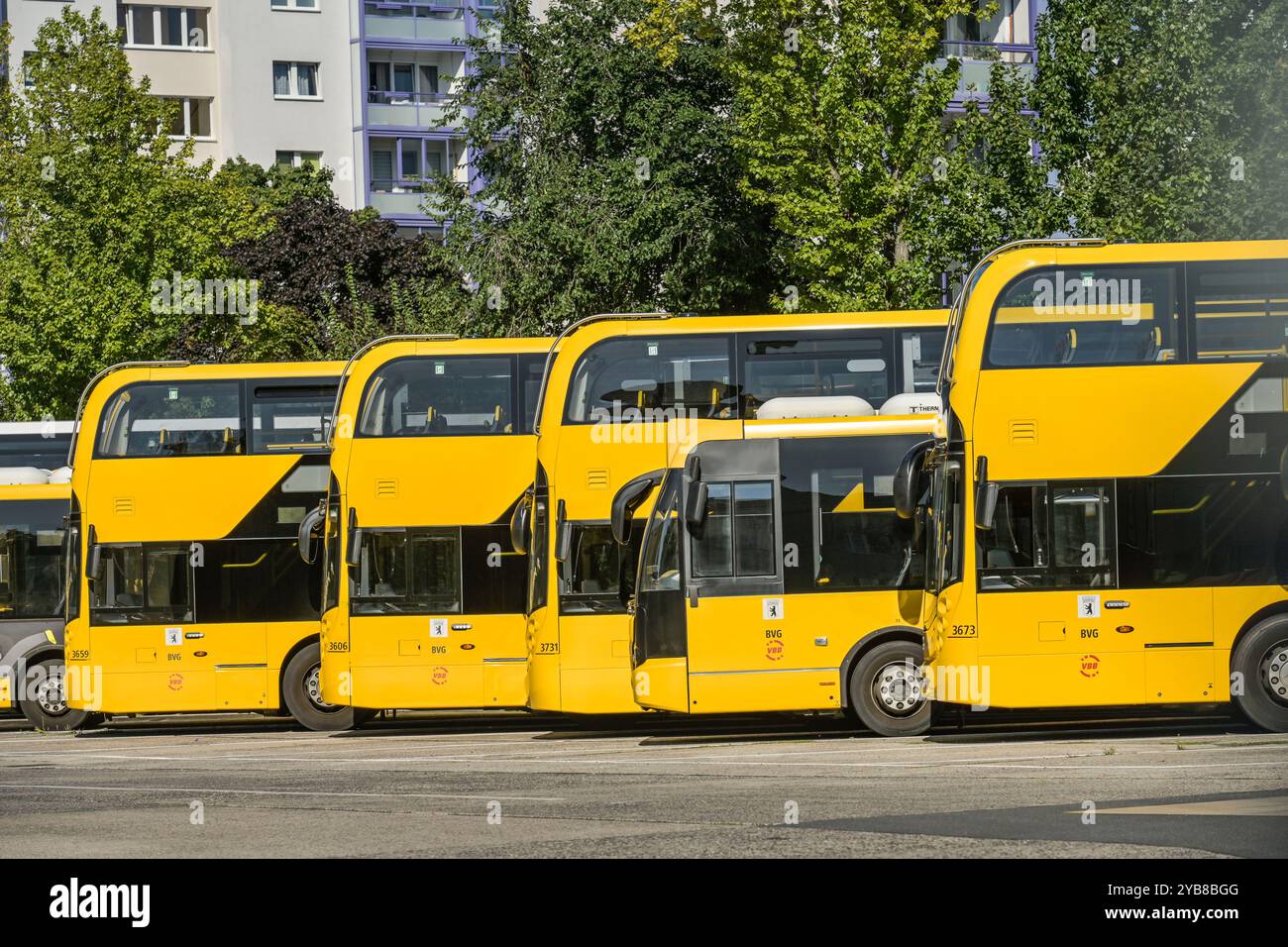 Busse, BVG Betriebshof Britz, Gradestraße, Neukölln, Berlino, Germania Foto Stock