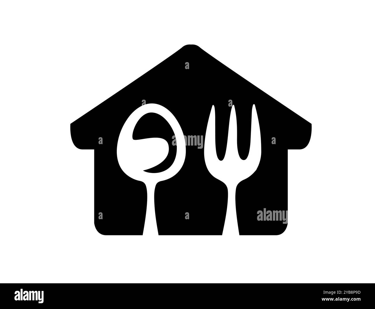 Logo del cibo della casa, icona della cucina della casa. Simbolo del ristorante, della caffetteria o del menu del ristorante Illustrazione Vettoriale
