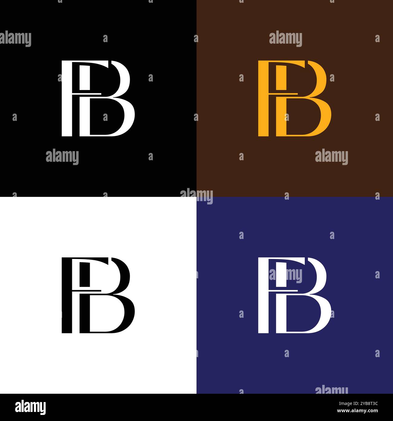 Logo FB Letter Mark monogramma con quattro colori Illustrazione Vettoriale