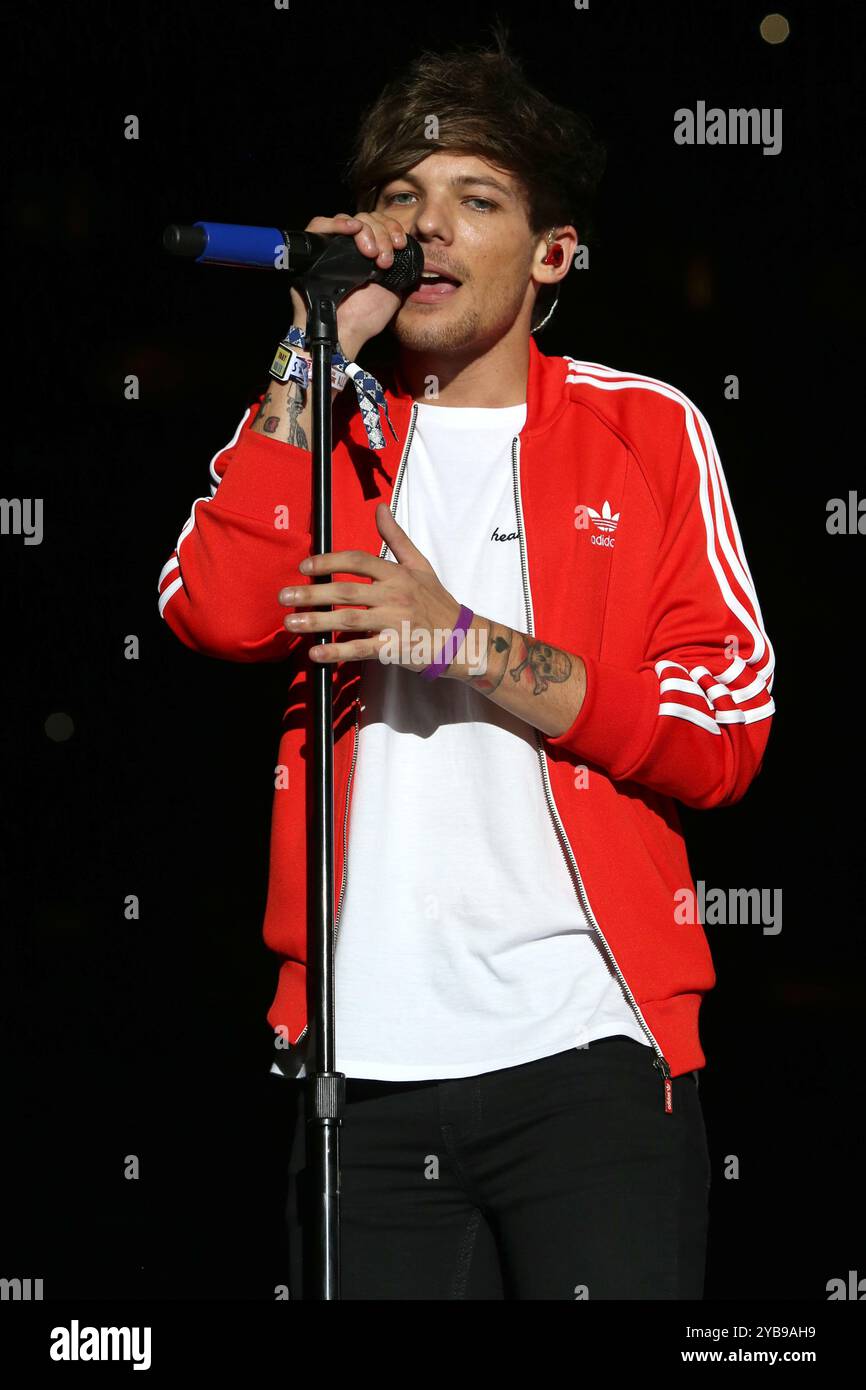 Louis Tomlinson di One Direction si esibisce in concerto al MetLife Stadium nel New Jersey. Foto Stock