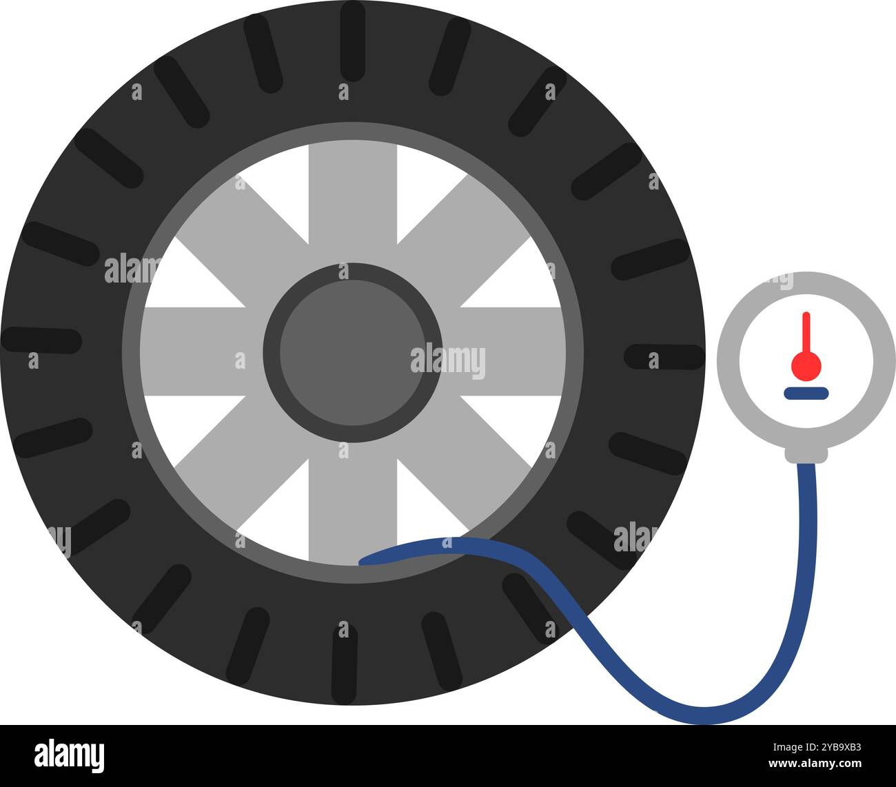 Icona a colori per la misurazione della pressione degli pneumatici. Controllo della macchina Illustrazione Vettoriale