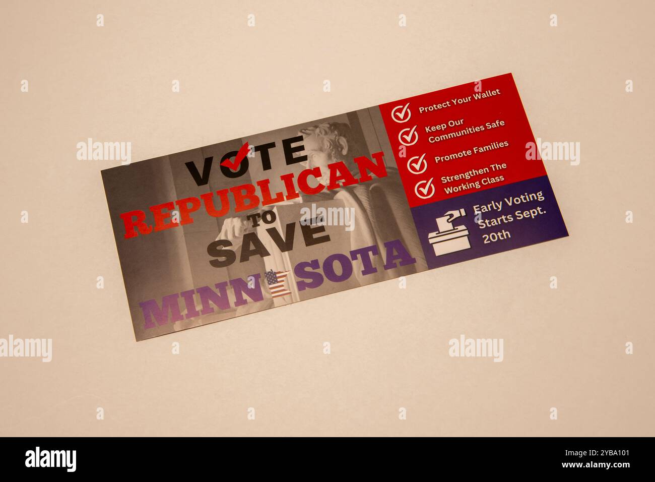 Minnesota. Materiale promozionale per guidare gli elettori a votare repubblicani. Foto Stock