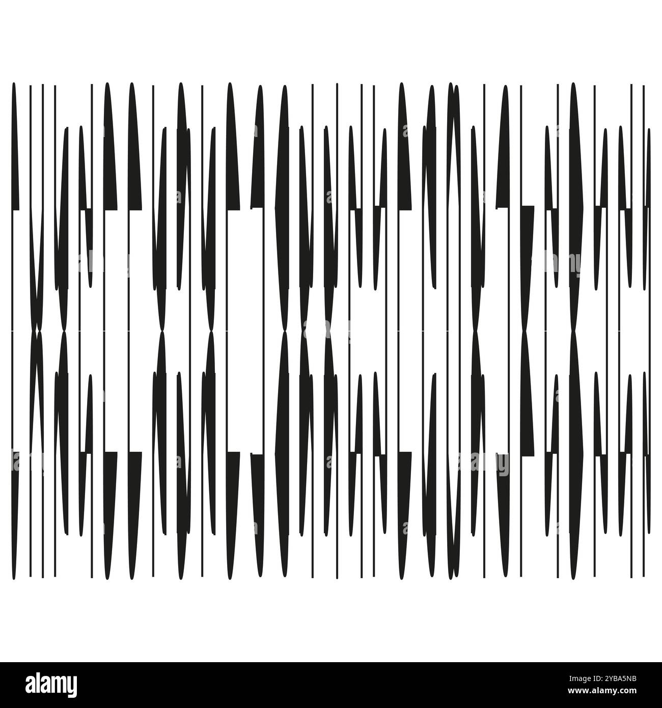 Linee verticali nere a specchio astratte che formano lame affilate come forme in un motivo geometrico simmetrico. Illustrazione Vettoriale