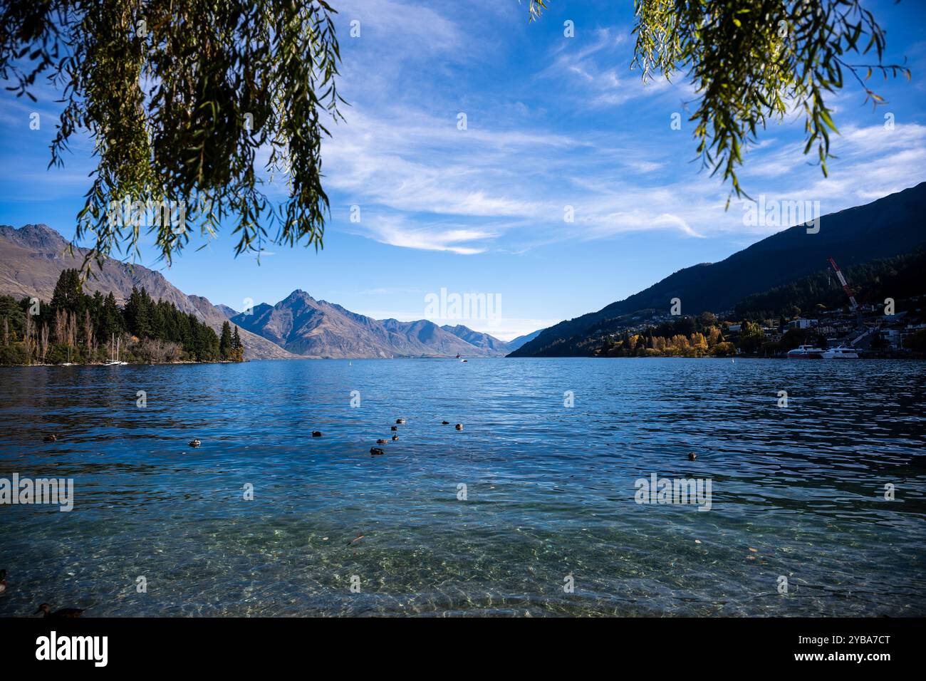 Vista sul lago Wakatipu, a Queenstown, Isola del Sud, nuova Zelanda Foto Stock