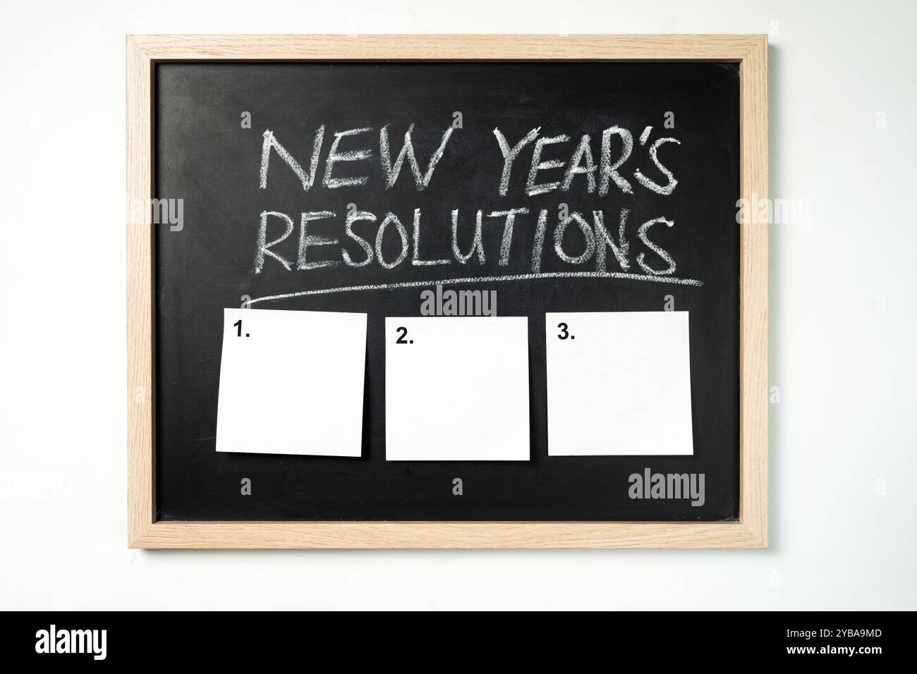 Consiglio di risoluzione del nuovo anno vuoto Foto Stock