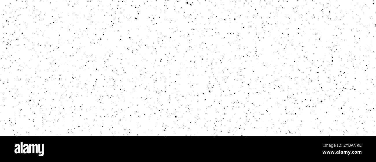 Granulosità nera senza cuciture. DISTRESS grunge dot background. Schema ripetuto spruzzi di sporco. Copertura della grana macchiata con gocce, macchie, macchie. Schema del rumore dovuto alle intemperie. Vettore Illustrazione Vettoriale