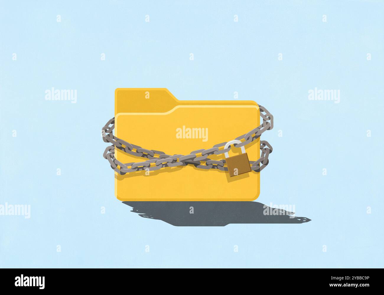 Catena e lucchetto intorno alla cartella dei file crittografati Foto Stock