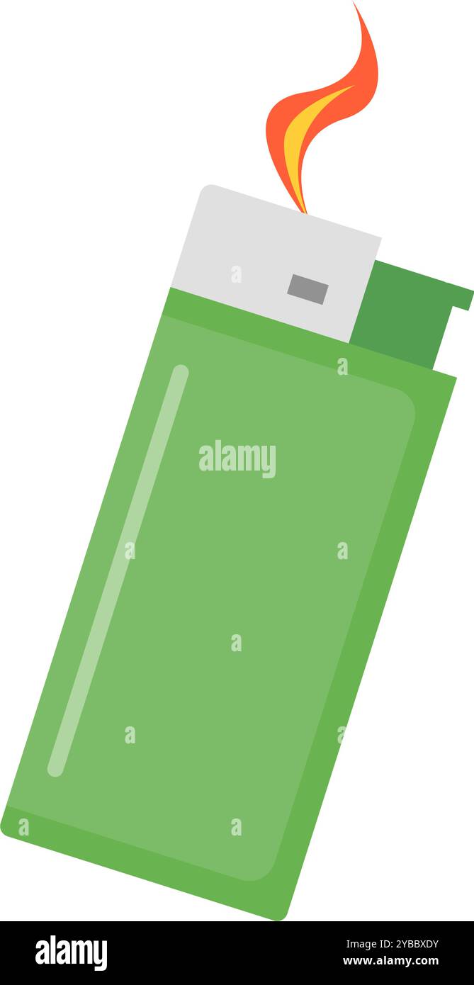 Icona verde dell'accendisigari in plastica. Vettore modificabile. Illustrazione Vettoriale