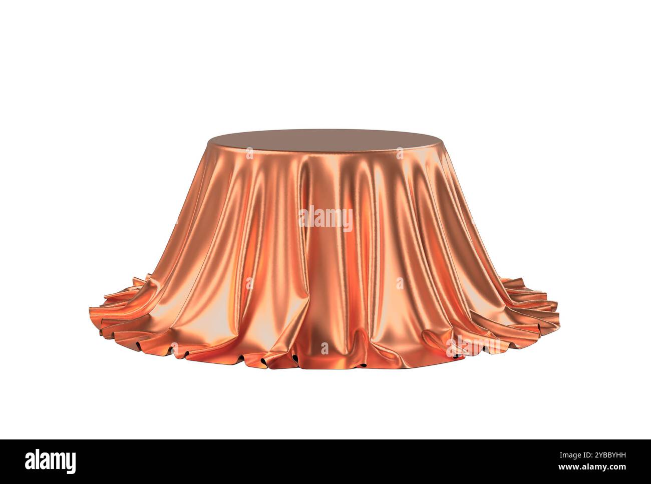 Scatola rotonda rivestita in tessuto satinato. Illustrazione 3D. Foto Stock