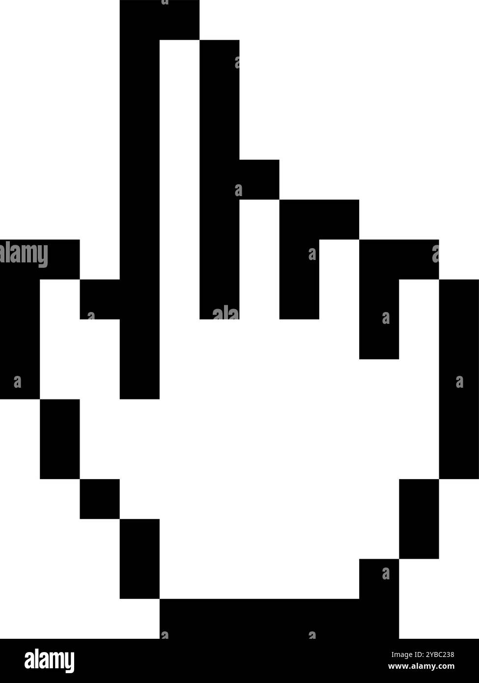 Elemento pixel cursore manuale. Puntatore computer retro Illustrazione Vettoriale