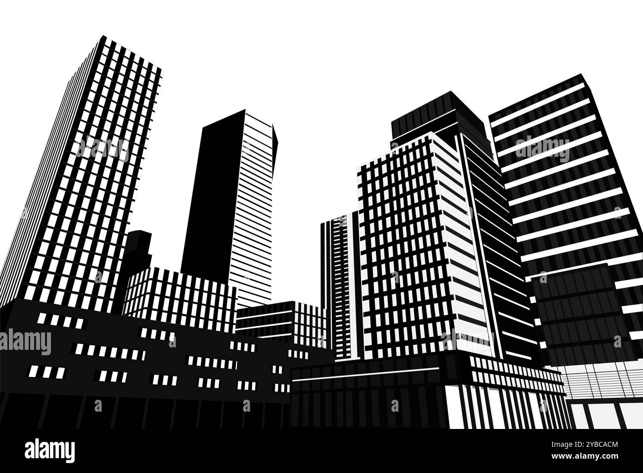 Paesaggio urbano. Paesaggio cittadino. Paesaggio del centro città con grattacieli alti. Architettura panoramica edifici governativi illustrazione. Urban li Illustrazione Vettoriale