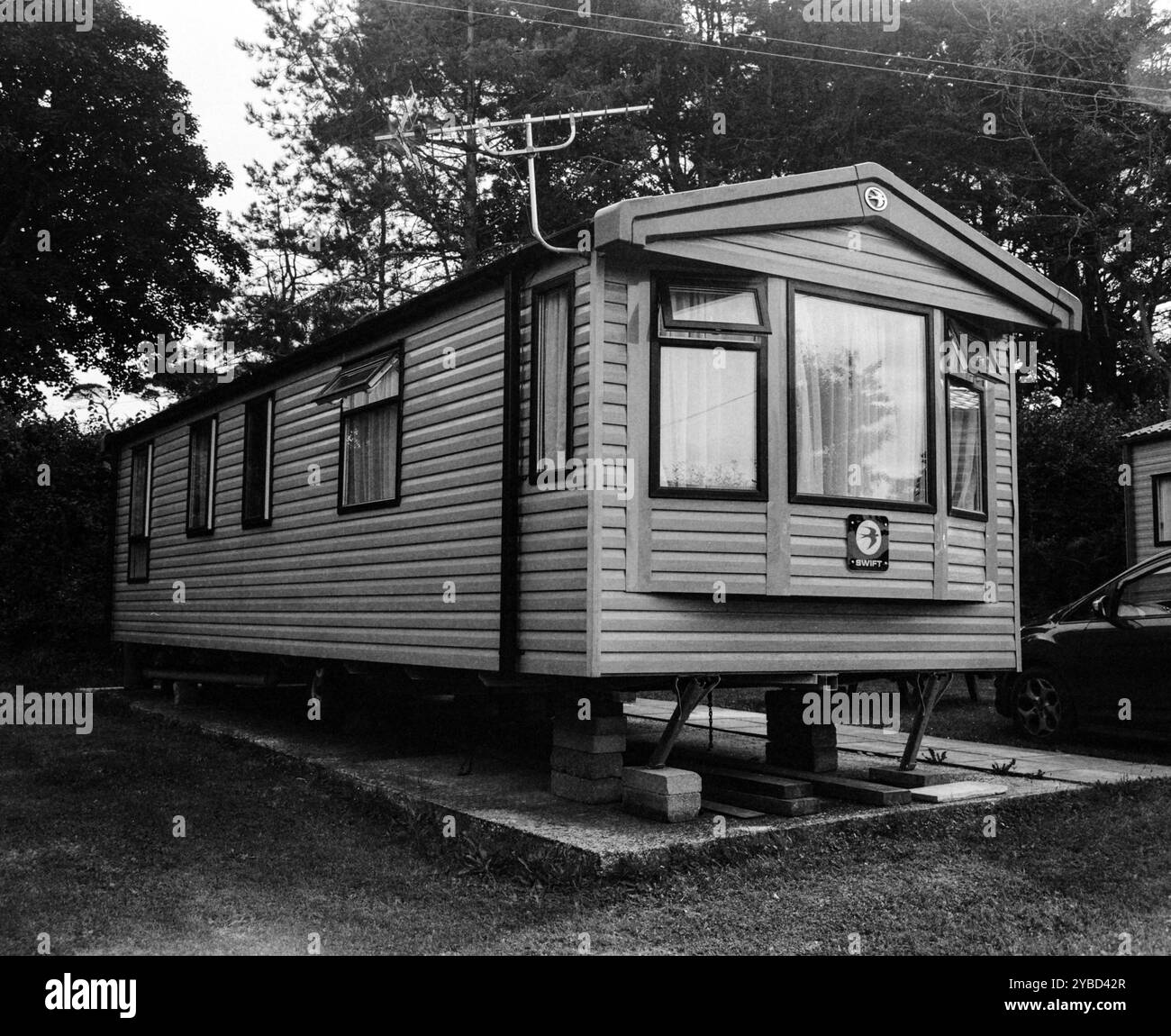 Caravan statico al campeggio Karrageen, Hope Cove, Devon, Inghilterra, Regno Unito. Foto Stock