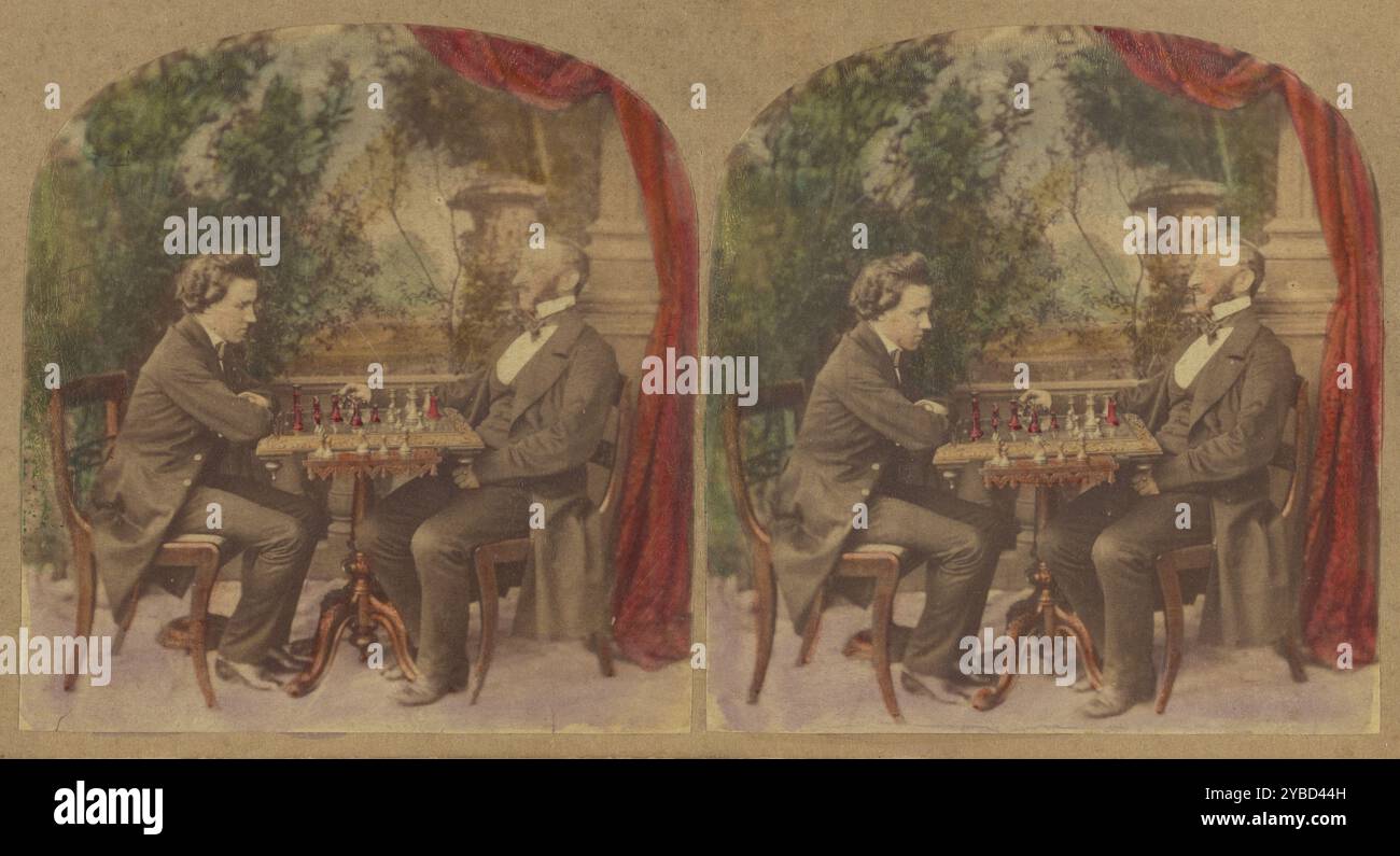Paul Morphy, il grande giocatore di scacchi americano, e M. Lowenthal, presidente del St. James's Chess Club, intorno al 1858. Foto Stock