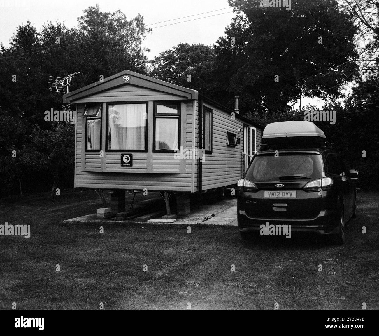 Caravan statico al campeggio Karrageen, Hope Cove, Devon, Inghilterra, Regno Unito. Foto Stock