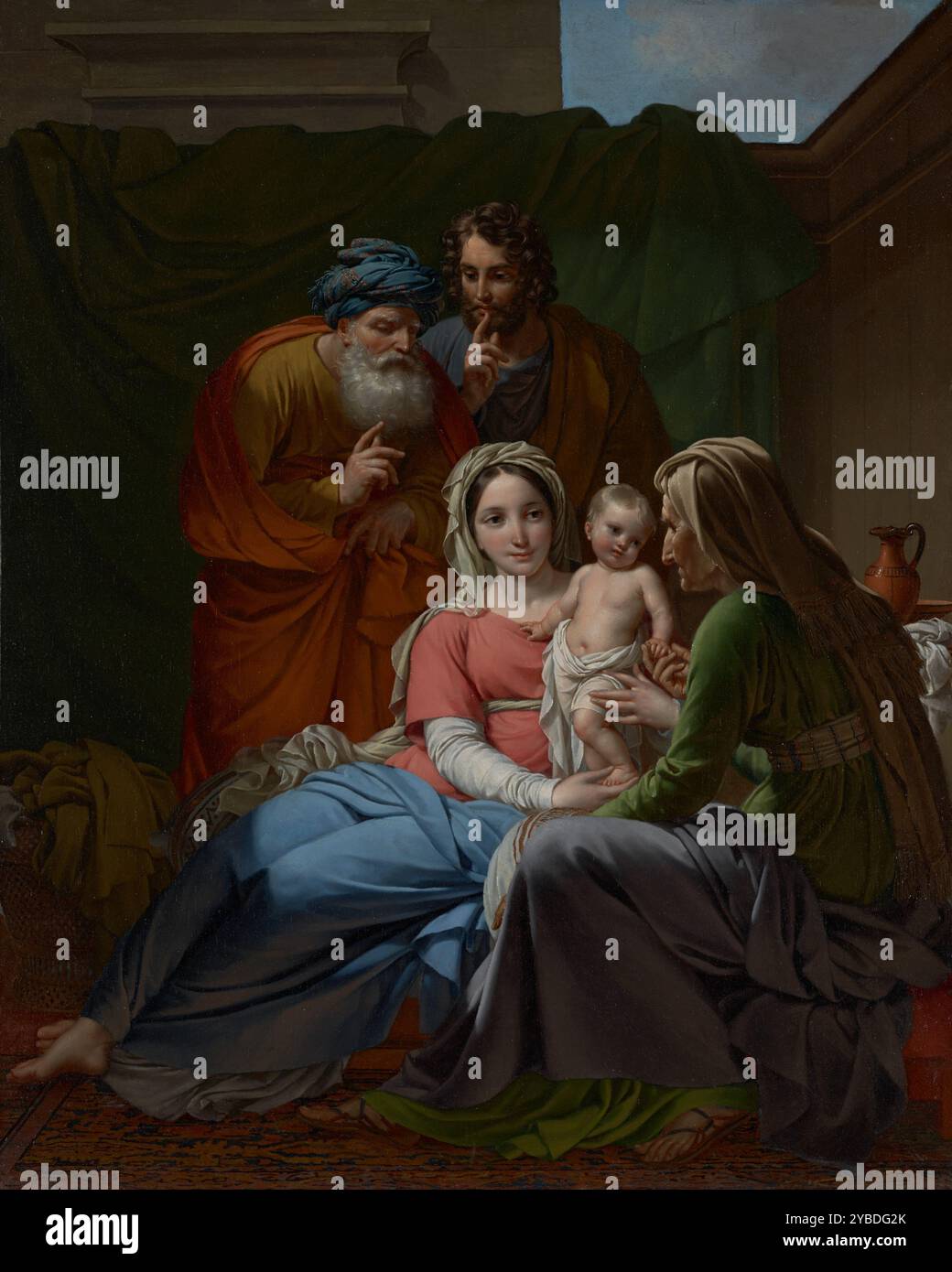 La Sacra famiglia, intorno al 1820. In questa scena facilmente comprensibile, la Vergine Maria e sua madre Anna tengono il bambino di Cristo, probabilmente osservata dal marito di Maria Giuseppe e da suo padre Gioacchino. Ma l'identità dei due anziani rimane discutibile: Alcuni studiosi ipotizzano che potrebbero essere profeti biblici, che hanno vissuto abbastanza a lungo da vedere il bambino di Cristo come Dio aveva promesso loro. Foto Stock