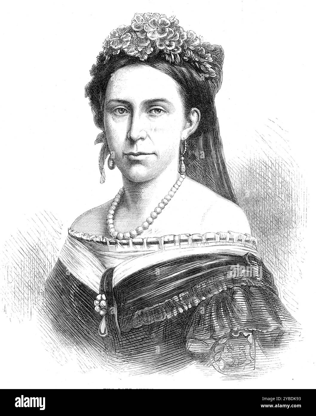 La defunta regina di Svezia, 1871. La defunta regina, Guglielmina Federica Alessandria Anna Luisa, Principessa d'Orange e Regina consorte di re Carlo XV di Svezia e Norvegia, era una figlia del principe Guglielmo Federico dei Paesi Bassi, zio del re d'Olanda. È nata il 5 agosto 1828 e si è sposata nel giugno 1850. Sua Maestà era molto stimata e amata in Svezia, come una buona moglie e madre e una graziosa regina... si può anche notare che la regina era un'autrice di una certa fama, avendo, sotto il nome di "Jane Voncome", pubblicato in svedese una traduzione di An Foto Stock