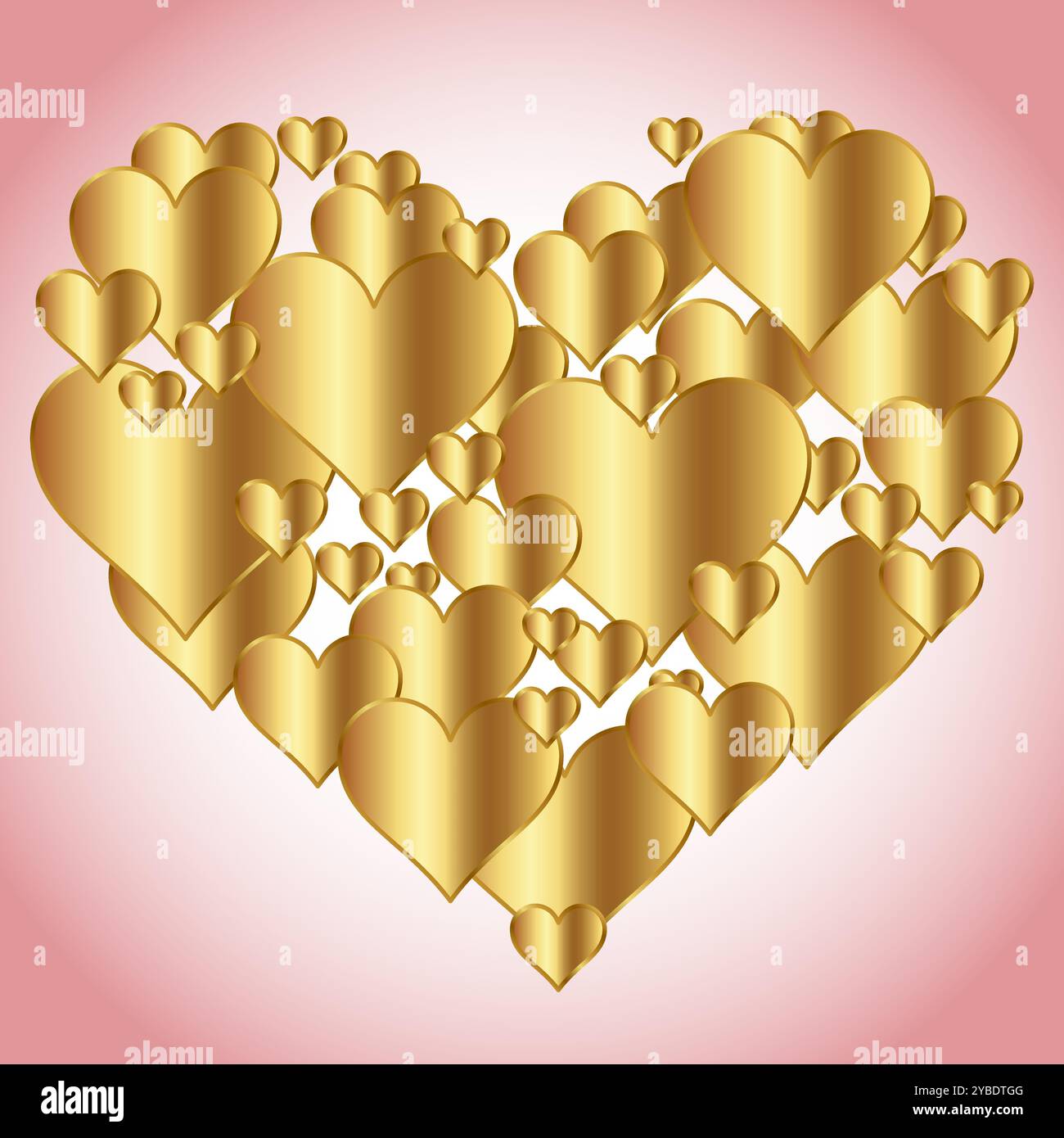 Cuori di san valentino d'oro, illustrazione vettoriale Illustrazione Vettoriale