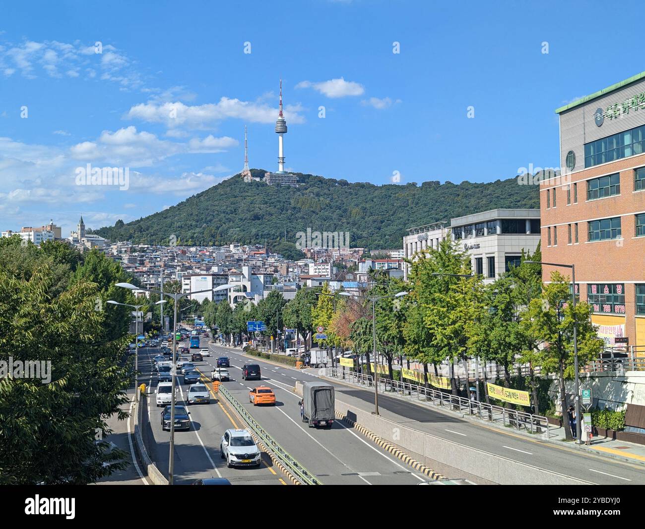 Vista della Torre Namsan di Seoul della Corea del Sud Foto Stock