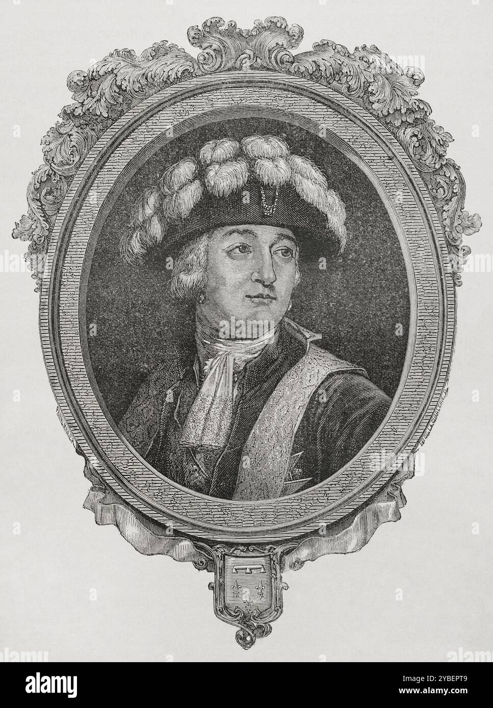 Luigi Filippo II (1747-1793). Duca d'Orléans (1785-1793). Sostenitore della Rivoluzione francese. Accusato di tradimento, fu condannato a morte e ghigliottinato il 6 novembre 1793. Verticale. Incisione. "Storia della Rivoluzione francese". Volume i, 1876. Foto Stock