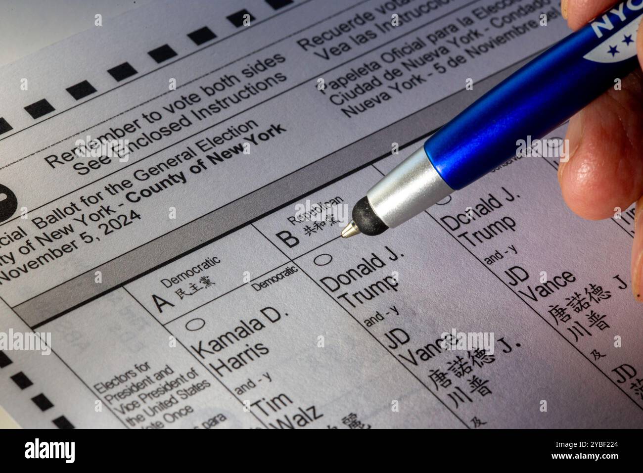 New York State Presidential Election Voter Information Mailing, 2024, USA Foto Stock