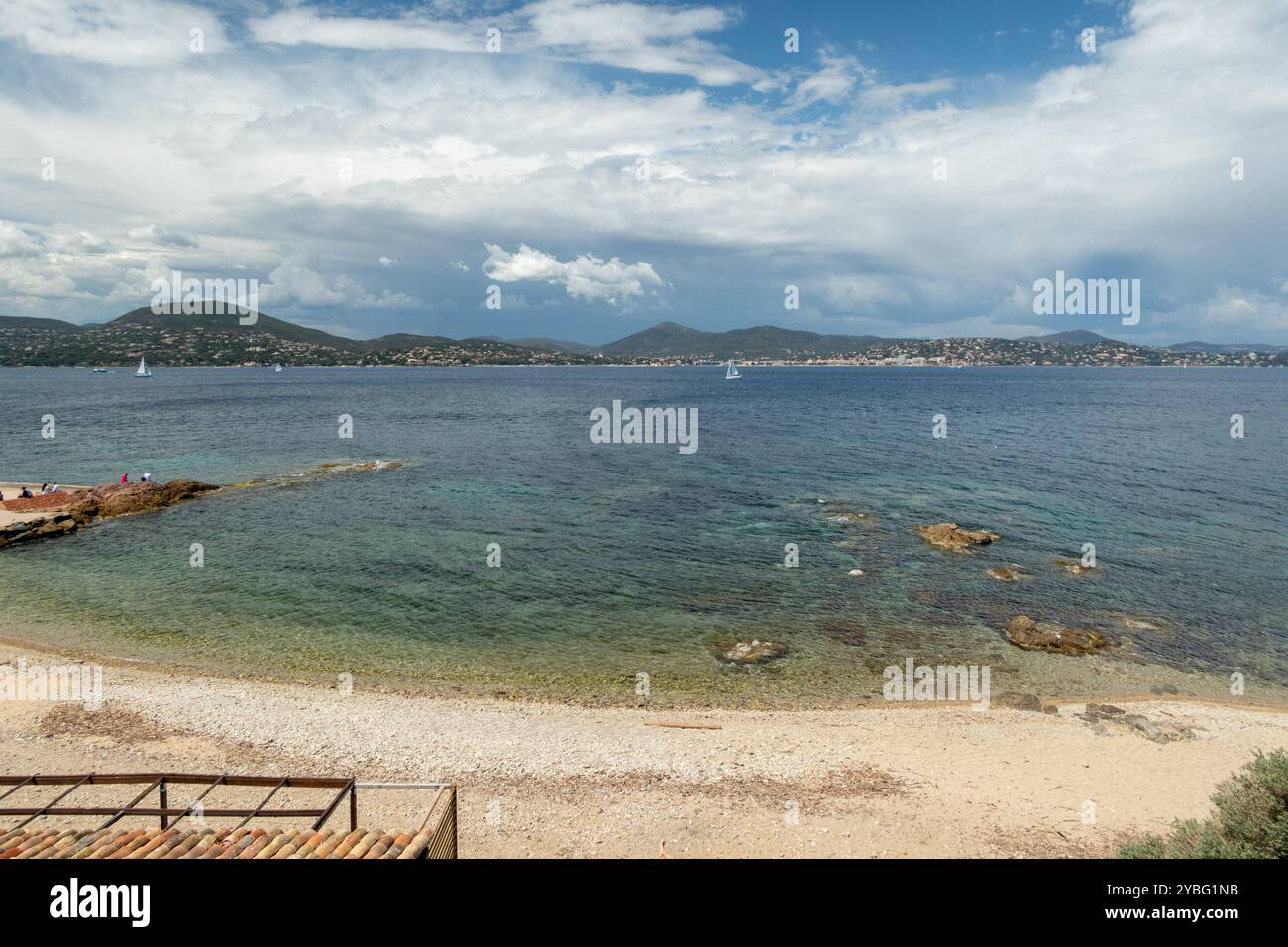 Spiaggia la Ponche a Saint-Tropez, Costa Azzurra, Francia, Europa, Provenza. Foto Stock