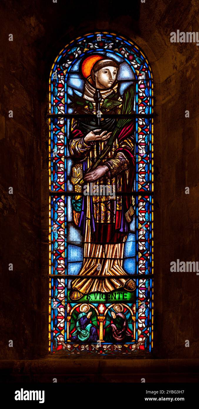 San Vincenzo di Saragossa (noto anche come Vincenzo Martire, Vincenzo di Huesca o Vincenzo il Diacono). Cattedrale di Santa Maria maggiore (sé de Lisboa) a Lisbo Foto Stock