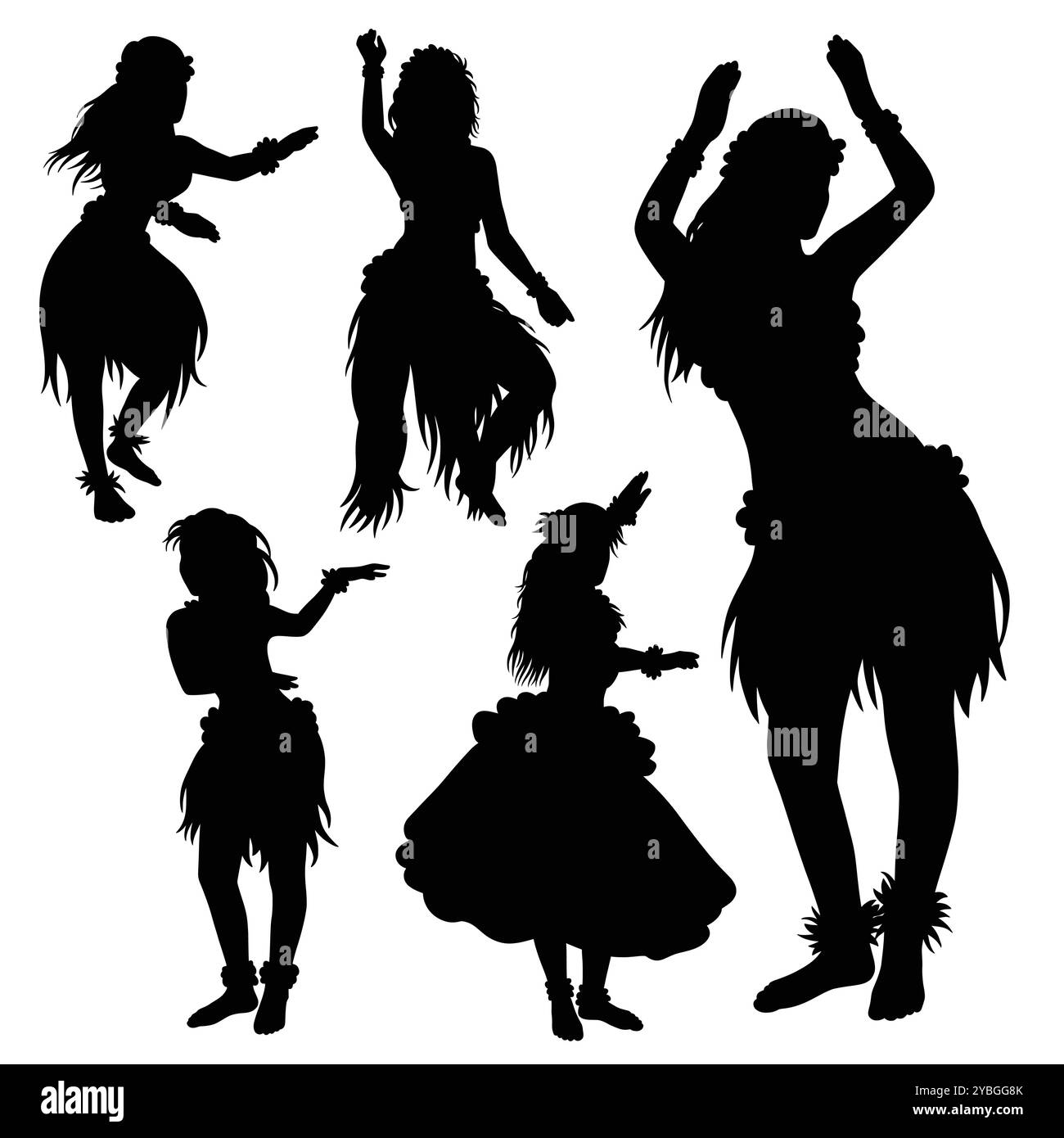 Hula ragazza hawaiana tahiti silhouette dance Illustrazione Vettoriale