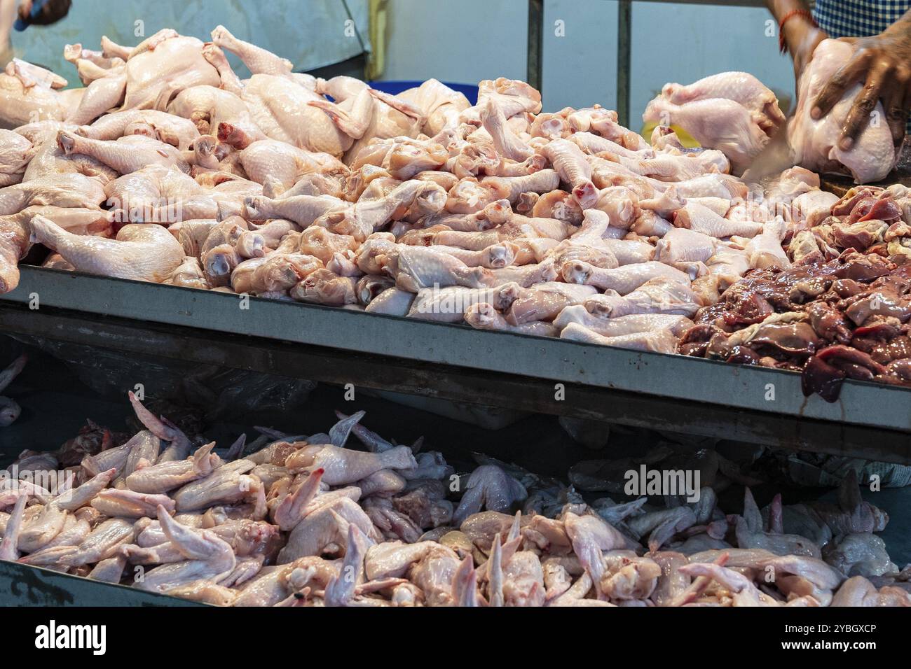 Mercato, sala della carne, Port Louis, Mauritius, Africa Foto Stock