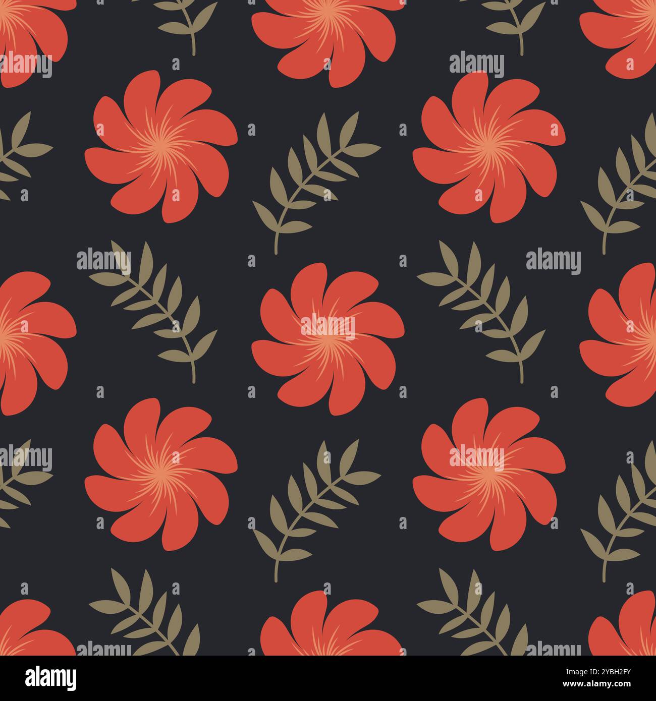 Motivo vettoriale floreale senza cuciture di eleganti fiori e foglie. Illustrazione Vettoriale