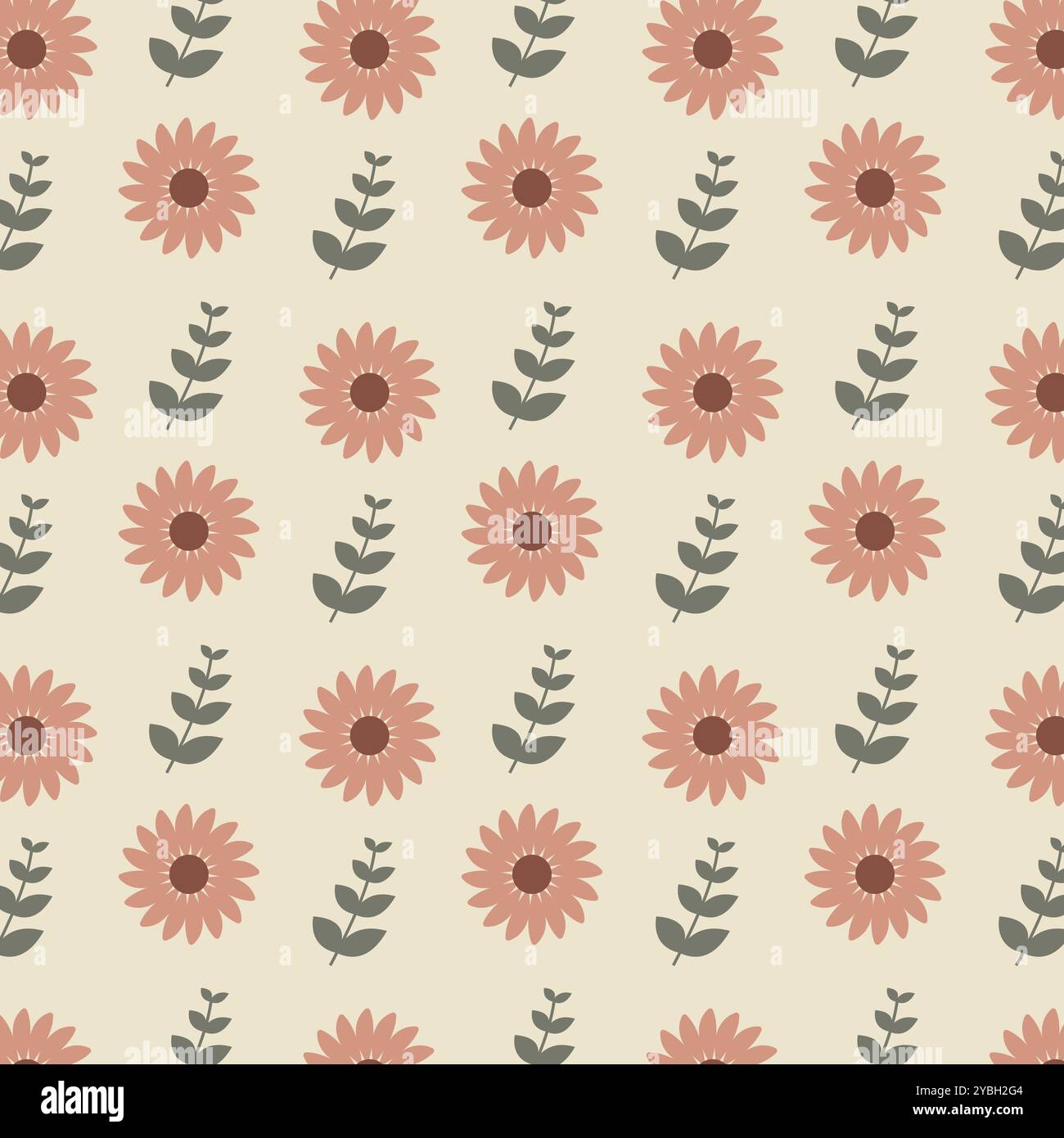 Motivo vettoriale floreale senza cuciture di eleganti fiori e foglie. Illustrazione Vettoriale