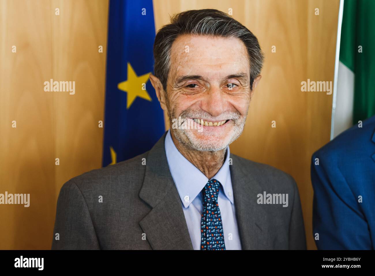 Milano, Italia. 19 luglio 2024. Attilio Fontana partecipa alla firma del protocollo d'intesa tra regione Lombardia ed Eni Spa presso Palazzo Lombardia a Milano, Italia, il 19 luglio 2024 (foto di Alessandro Bremec/NurPhoto). Crediti: NurPhoto SRL/Alamy Live News Foto Stock